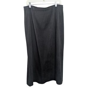 Vintage Tall Girl Black Faux Micro-Suede Maxi Skirt